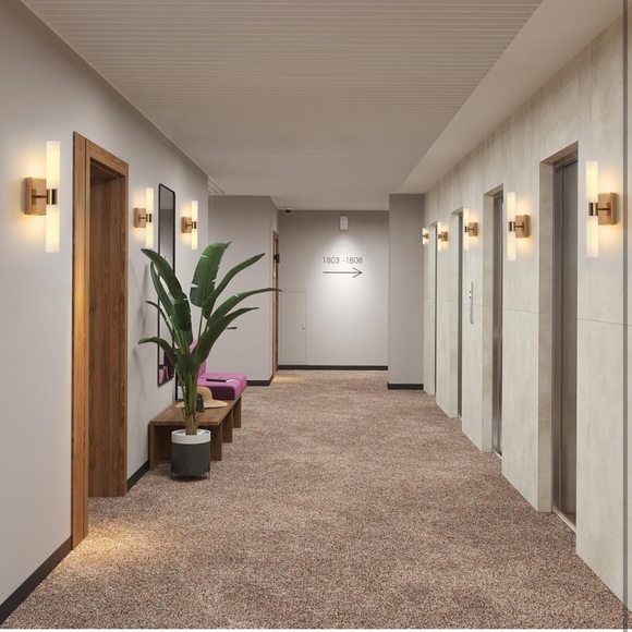 Modern Wall Sconces, Set of 2 Brushed Brass Gold, Frosted Glass Shade, 36 cm - Picture 3 of 7